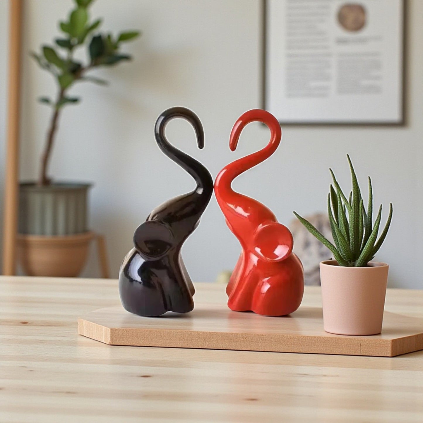 Handcrafted Ceramic Elephant Pair Figurines - Chinimitti