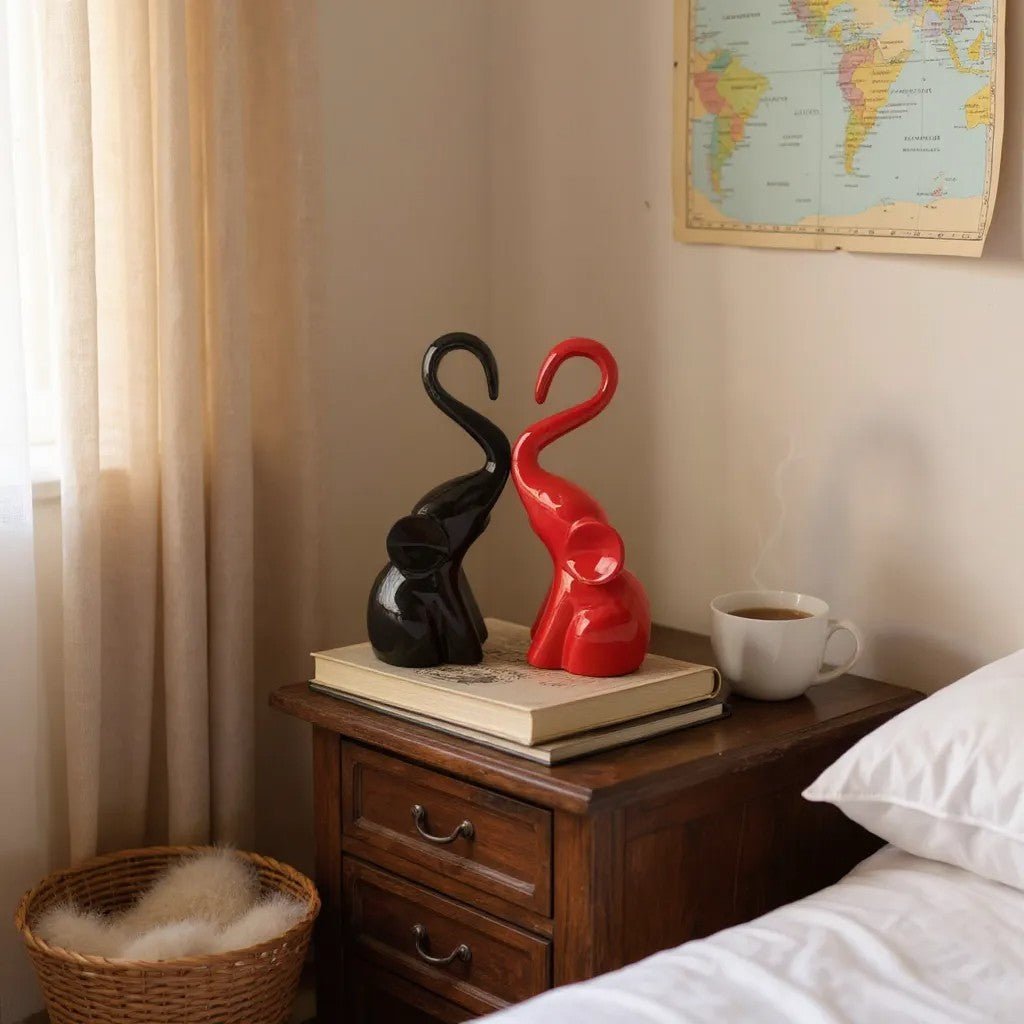 Handcrafted Ceramic Elephant Pair Figurines - Chinimitti