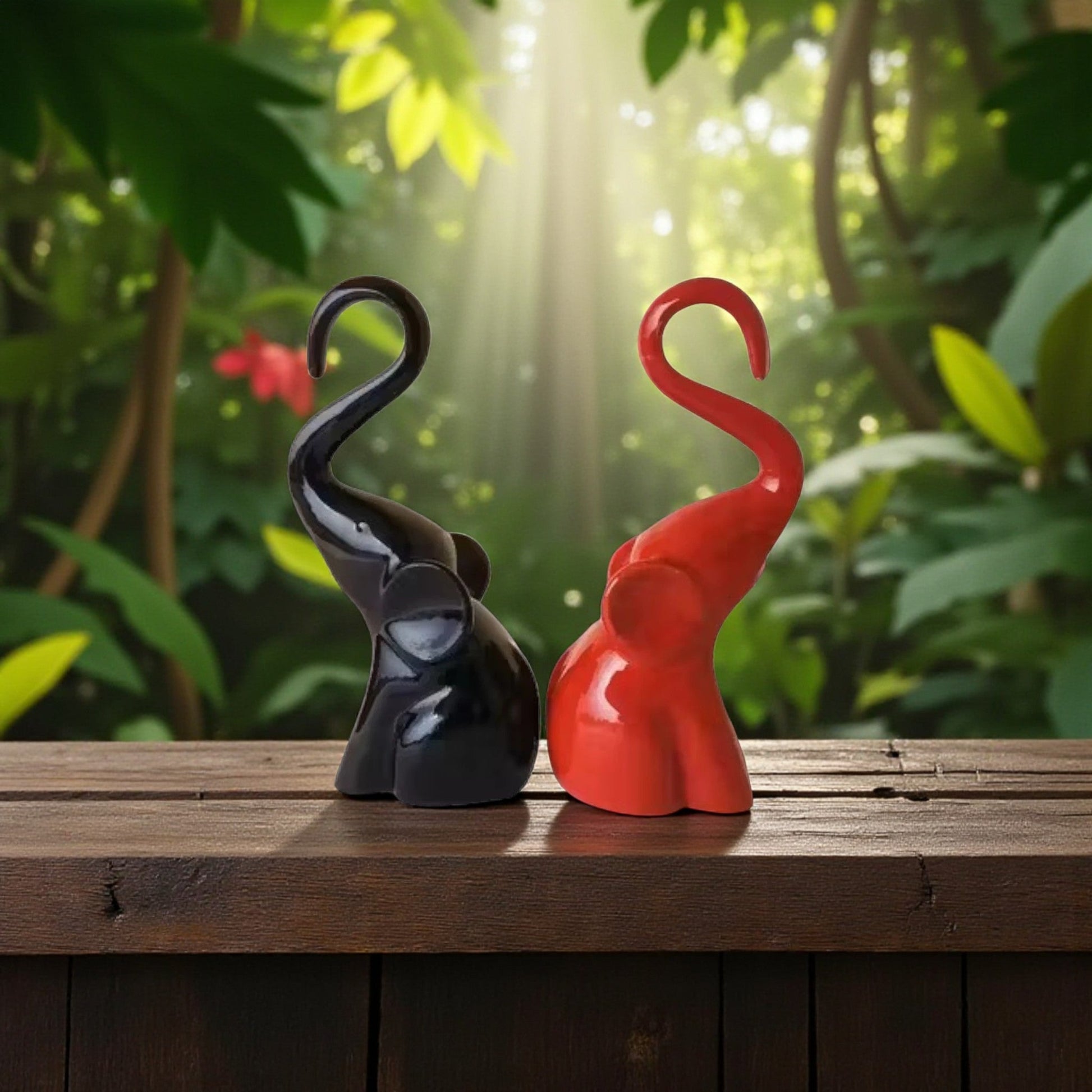 Handcrafted Ceramic Elephant Pair Figurines - Chinimitti