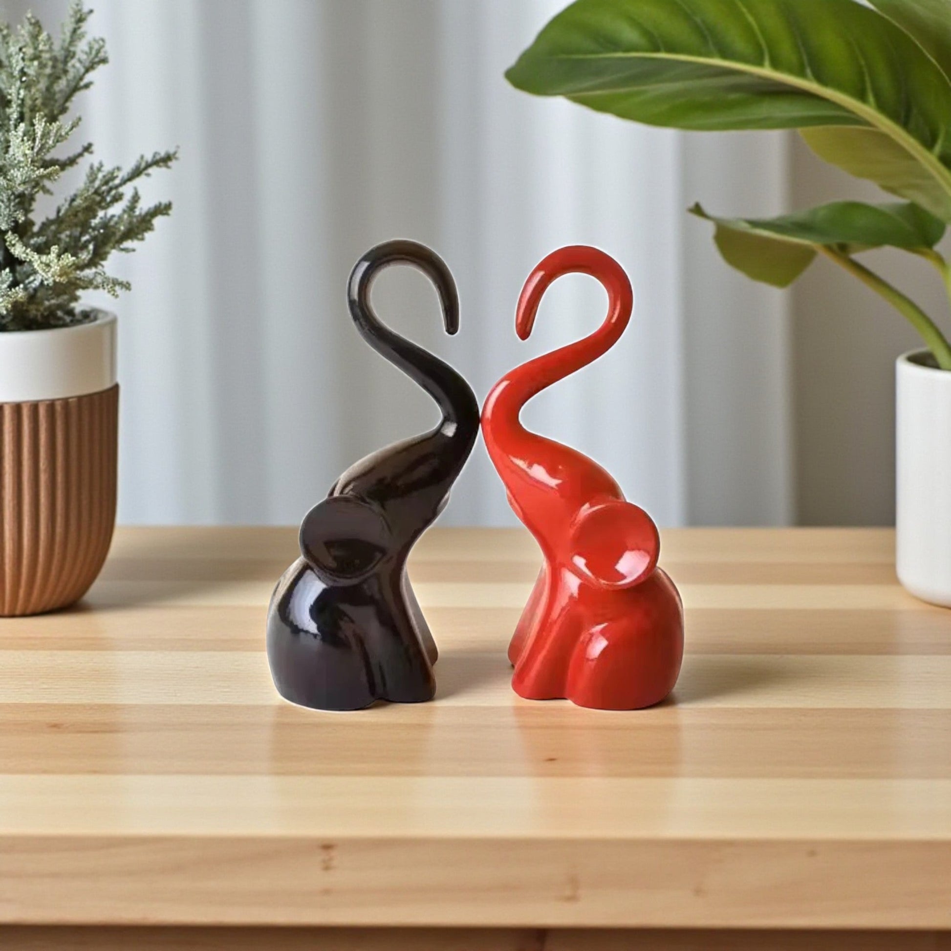 Handcrafted Ceramic Elephant Pair Figurines - Chinimitti