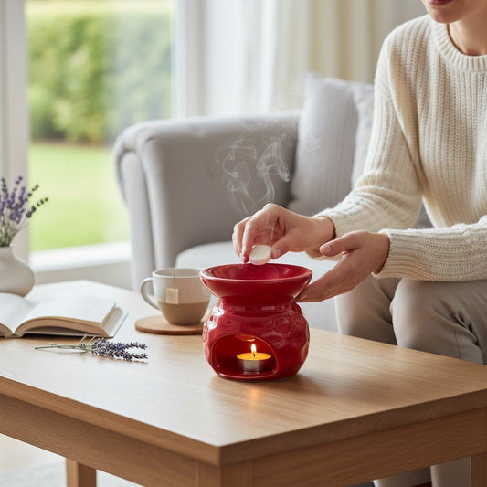 Handcrafted Red Ceramic Aroma Diffuser – Honeycomb Design - Chinimitti