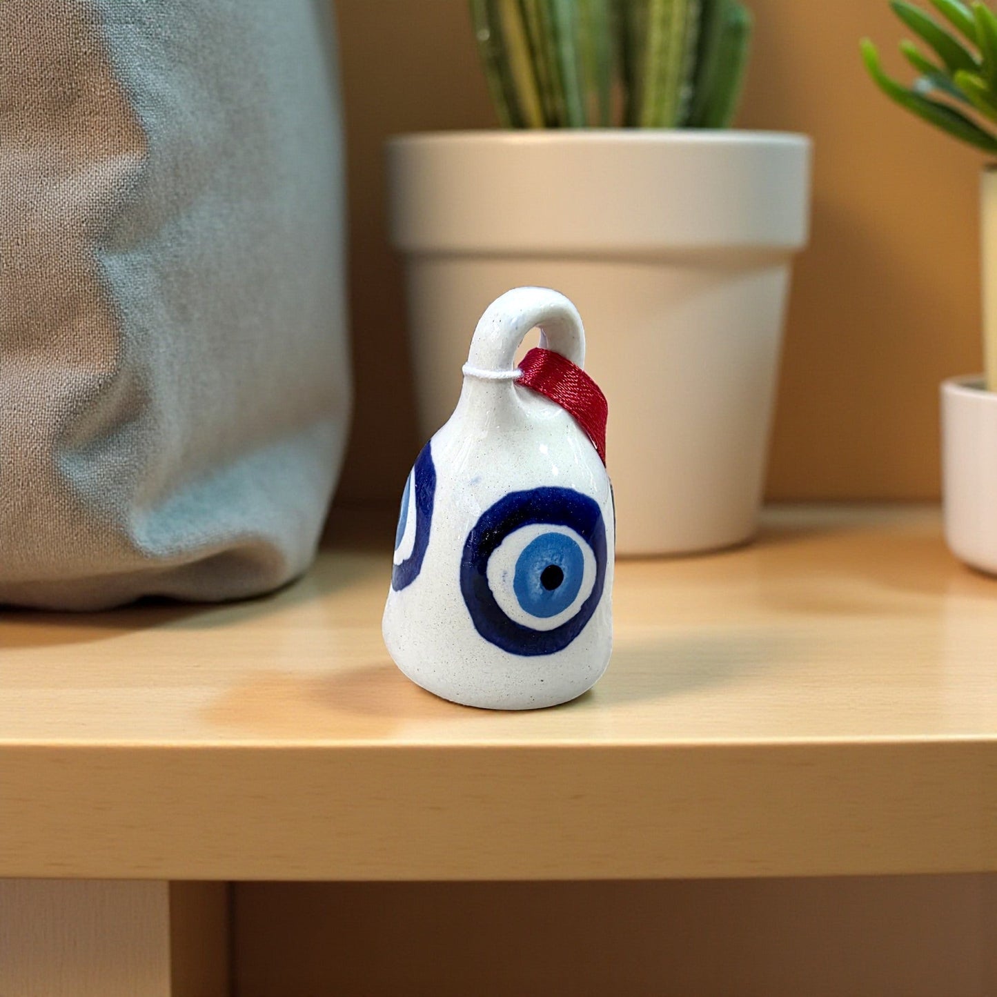 Handcrafted Small Evil Eye Painted Ceramic Bells - Chinimitti
