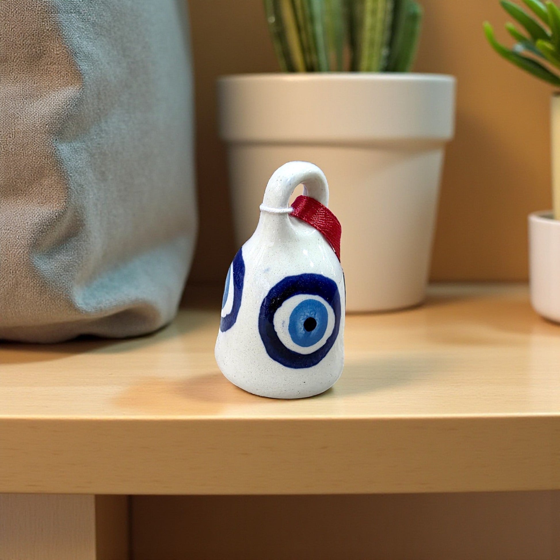 Handcrafted Small Evil Eye Painted Ceramic Bells - Chinimitti