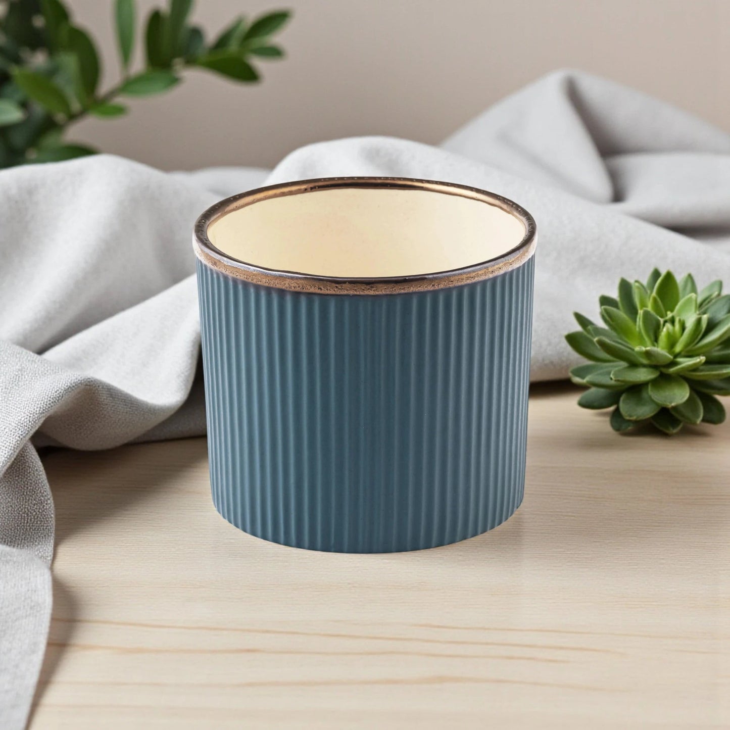 Handcrafted Teal Green Matte Ceramic Planter - Chinimitti