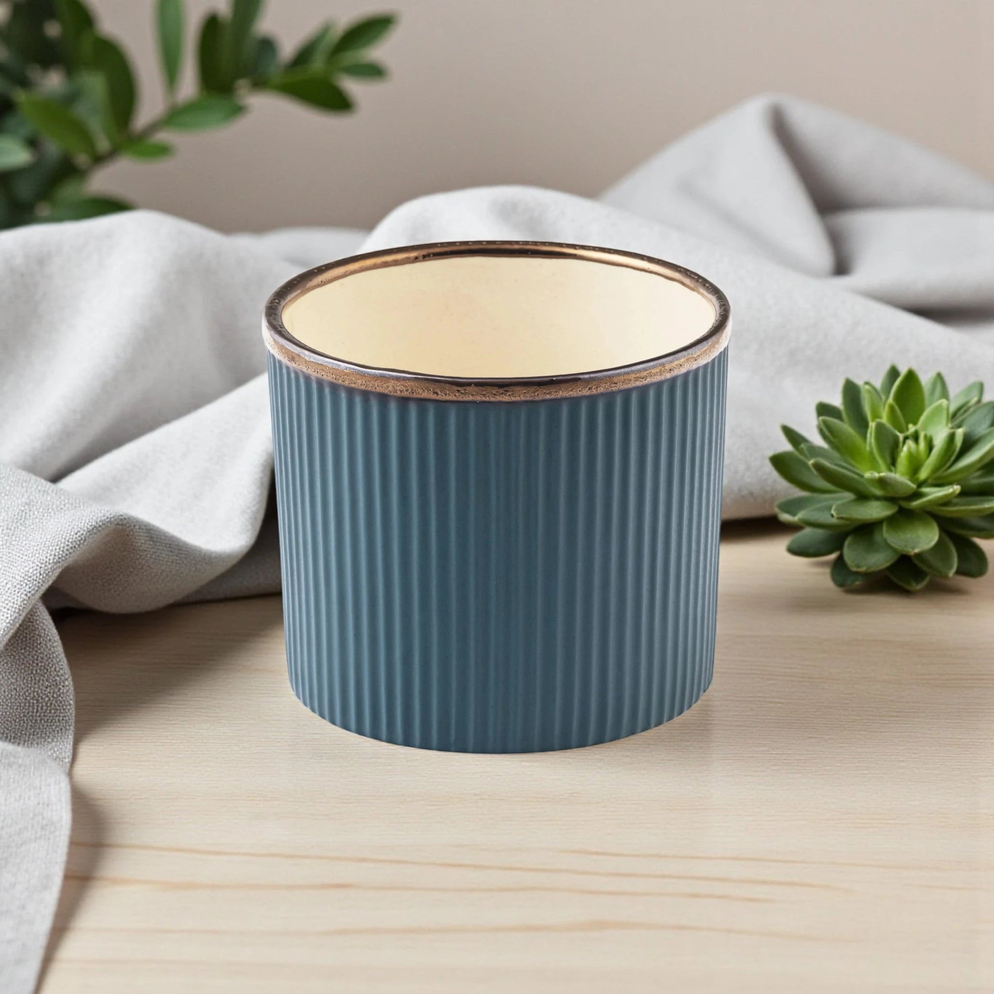 Handcrafted Teal Green Matte Ceramic Planter - Chinimitti